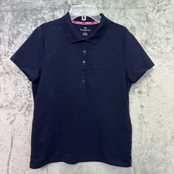 Talbots Tops - Talbots top womens medium Navy polo short sleeve cotton blend